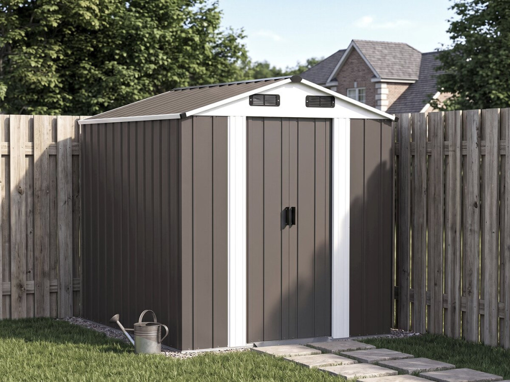 Abri de jardin métal "Dallas" - 4,12 m² - Taupe