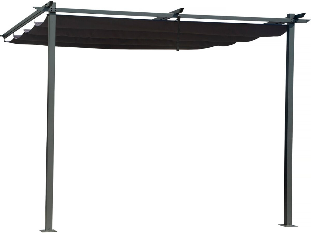 Pergola adossée avec toit rétractable - 3 x 3 m - Gris anthracite