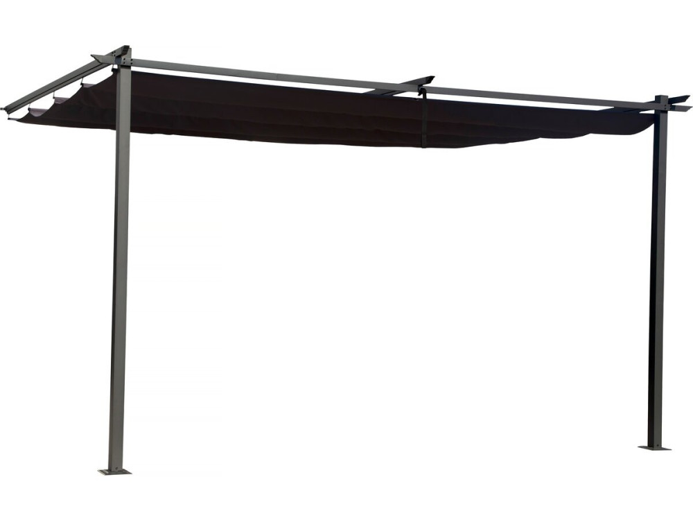 Pergola adossée en métal avec toit rétractable -  3 x 4 m - Gris anthracite