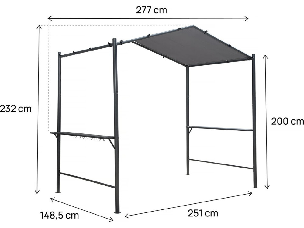 Pergola tonnelle pour barbecue - 277 x 149 cm - Anthracite