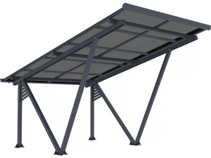 Ombrière Carport solaire avec panneaux photovoltaïques - 366 x 575 x 366 cm - Gris - 4,1 kW
