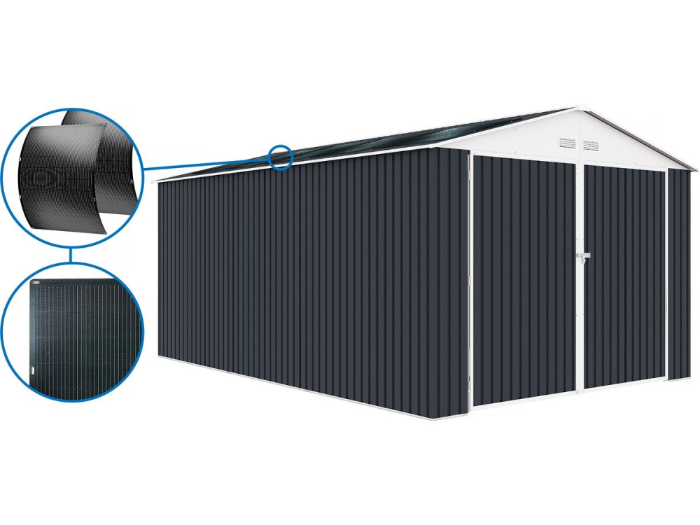 Garage métal " Houston" - 15,36 m² Avec panneau solaire - Anthracite