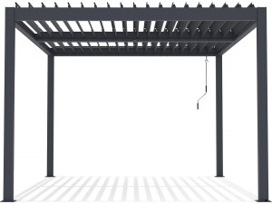 Pergola bioclimatique avec led "Windsor premium" en aluminium 3 x 4 - Gris