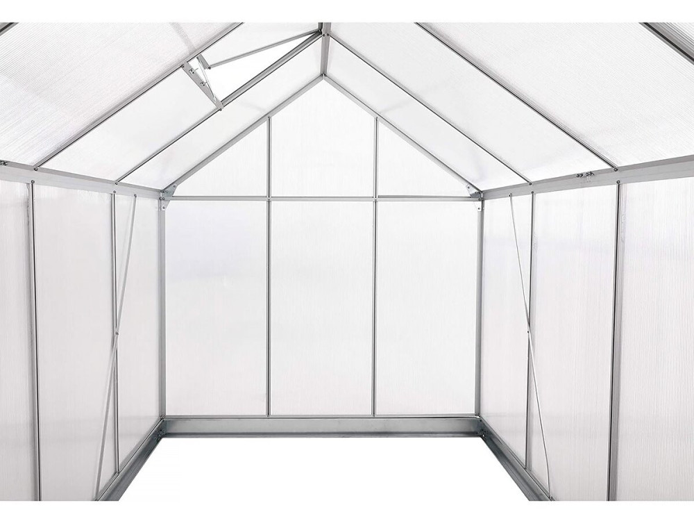 Serre jardin polycarbonate 370 x 190 x 195 cm "Basilic" - 7,03 m² - Gris