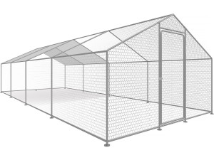 Enclos à poules 24 m² parc grillagé 8 x 3 x 2 M acier galvanisé