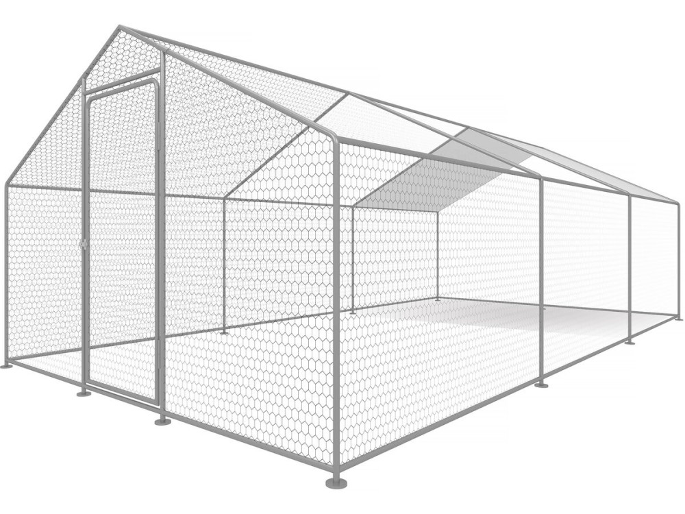 Enclos à poules 18 m² parc grillagé 6 x 3 x 2 M acier galvanisé