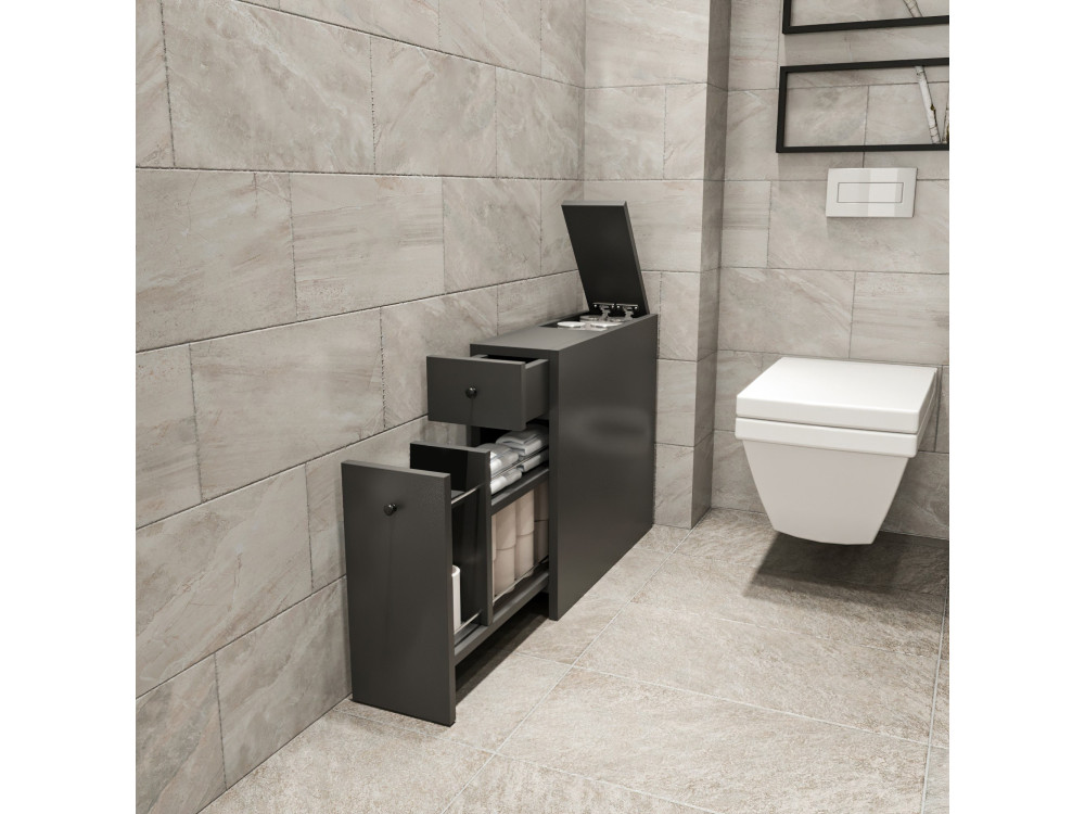 Meuble de salle de bain en bois "Calencia" - 60 x 19 x 55 cm - Gris anthracite