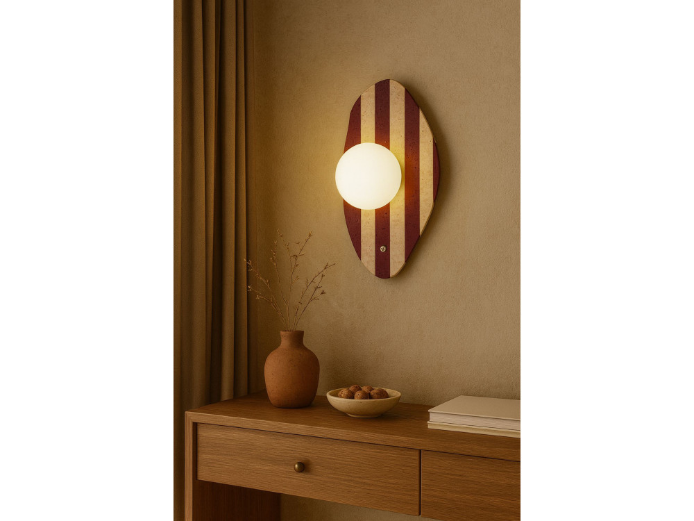 Applique murale en travertin "Push" - Beige / Blanc / Rouge