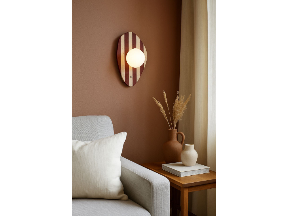 Applique murale en travertin "Push" - Beige / Blanc / Rouge
