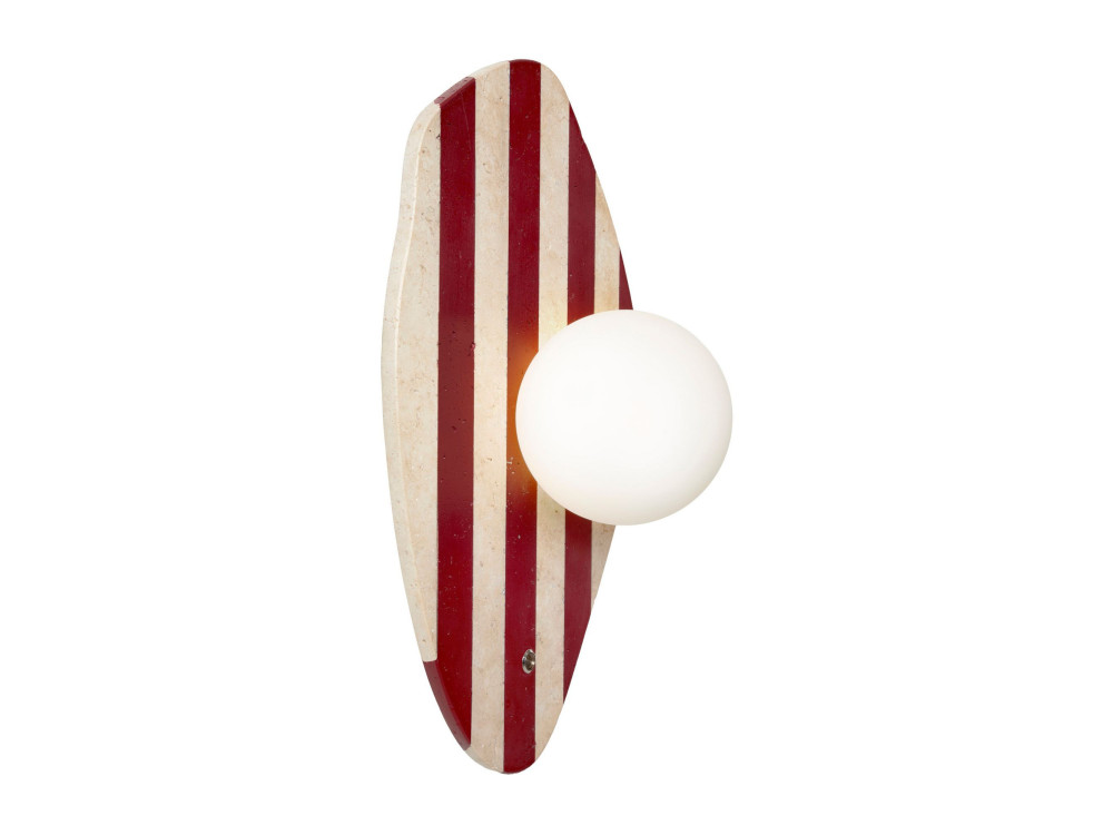 Applique murale en travertin "Push" - Beige / Blanc / Rouge