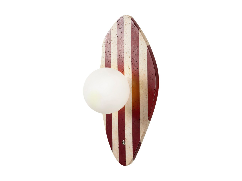 Applique murale en travertin "Push" - Beige / Blanc / Rouge