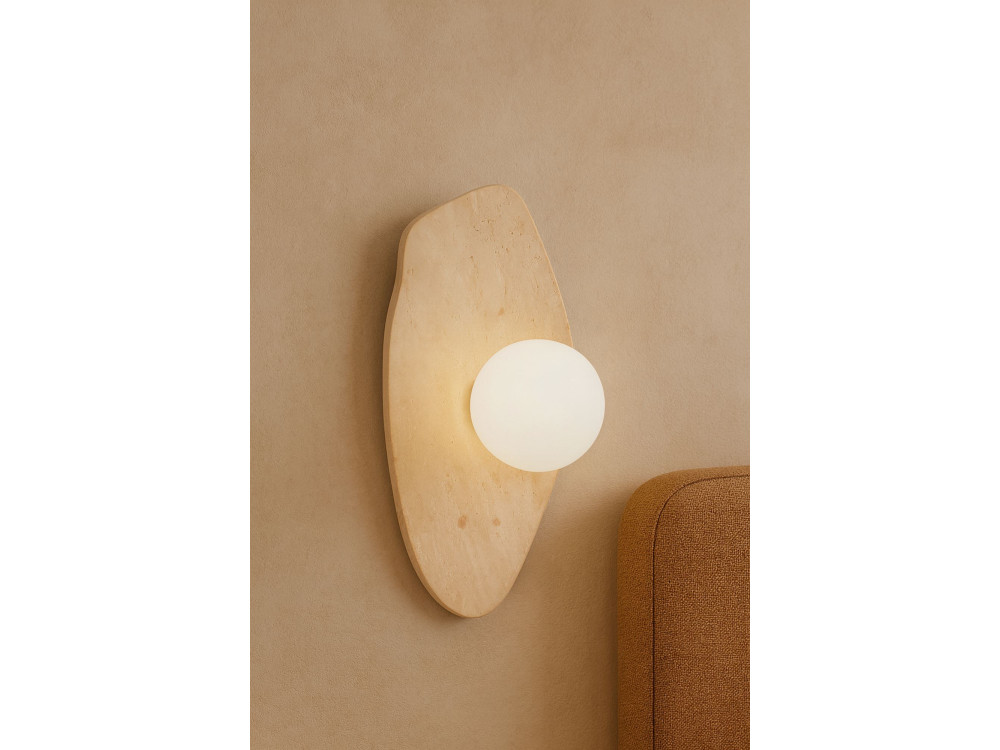 Applique murale en travertin "Busy" - Beige / Blanc
