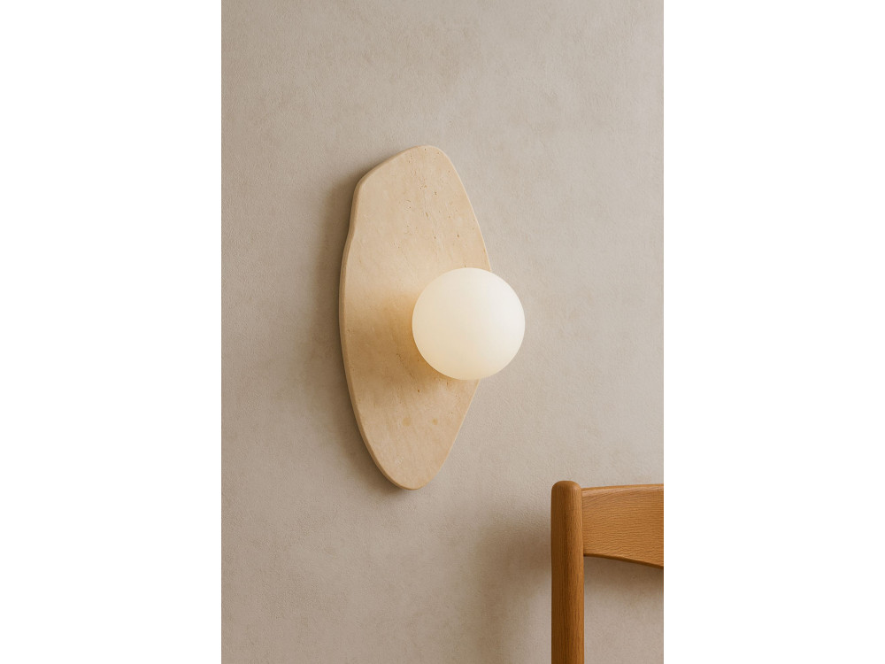 Applique murale en travertin "Busy" - Beige / Blanc