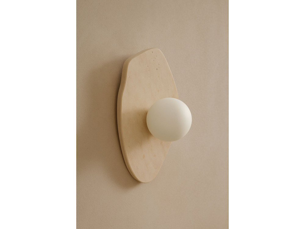 Applique murale en travertin "Busy" - Beige / Blanc