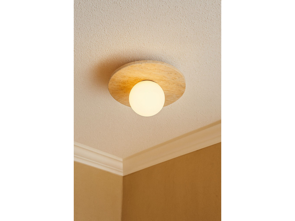 Plafonnier en travertin "Tor-Tun" - Beige / Blanc