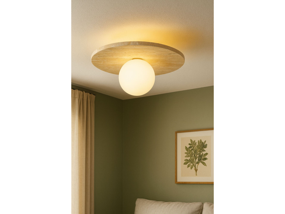 Plafonnier en travertin "Tor-Tun" - Beige / Blanc