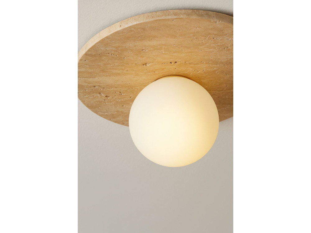 Plafonnier en travertin "Tor-Tun" - Beige / Blanc