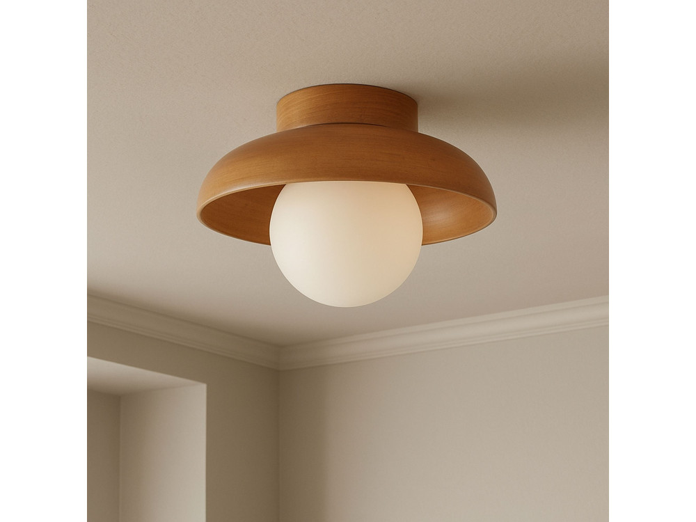 Plafonnier en bois "Hant-T" - Chêne / Blanc