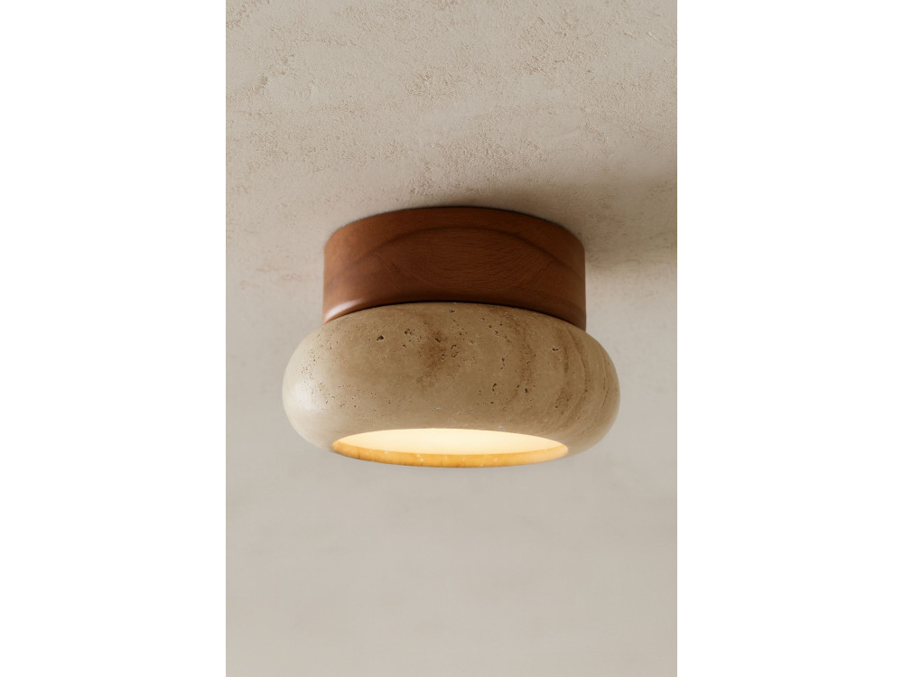 Plafonnier en bois "Worm-S" - Chêne / Beige