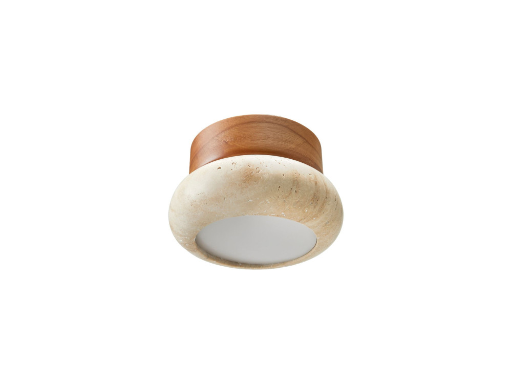 Plafonnier en bois "Worm-S" - Chêne / Beige