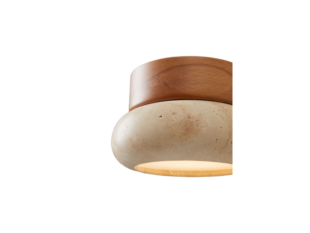 Plafonnier en bois "Worm-S" - Chêne / Beige