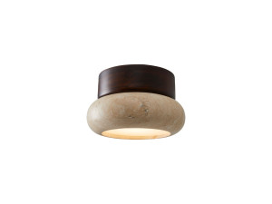 Plafonnier en bois "Worm-S" - Noyer / Beige
