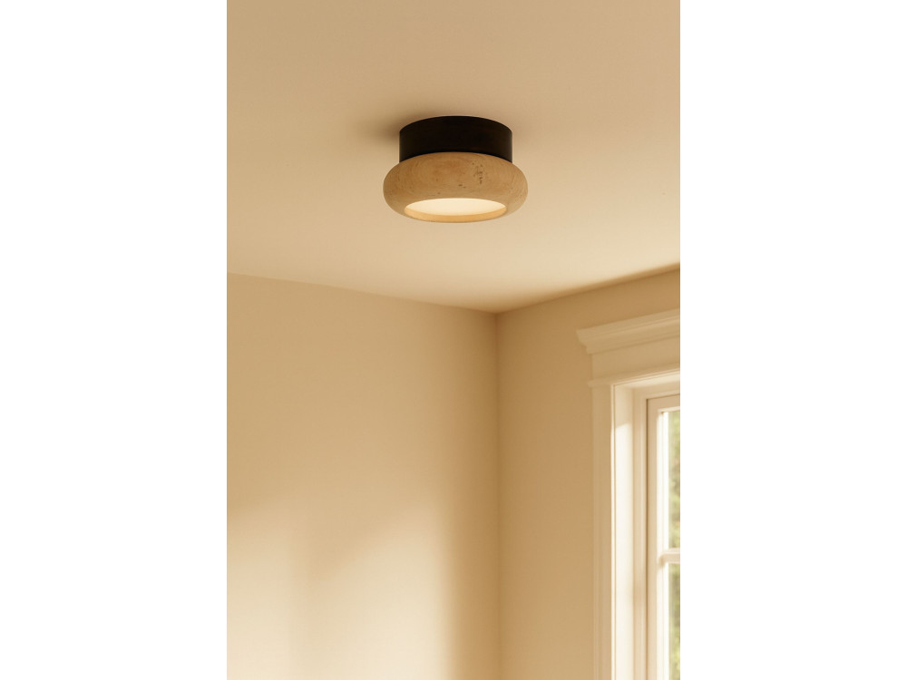 Plafonnier en bois "Worm-S" - Noyer / Beige