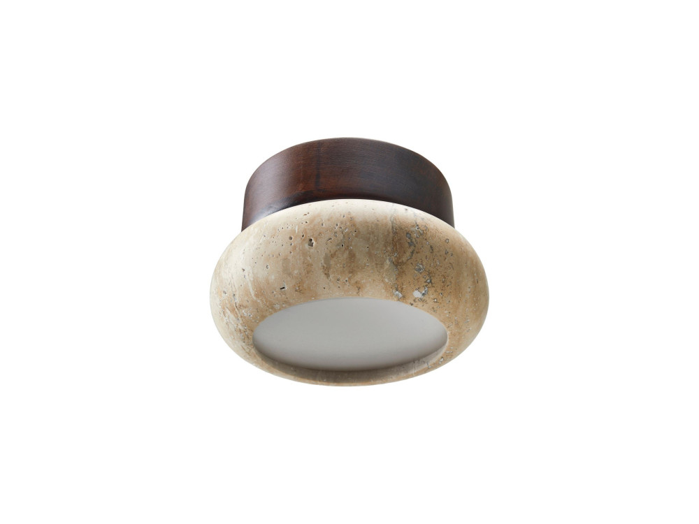 Plafonnier en bois "Worm-S" - Noyer / Beige