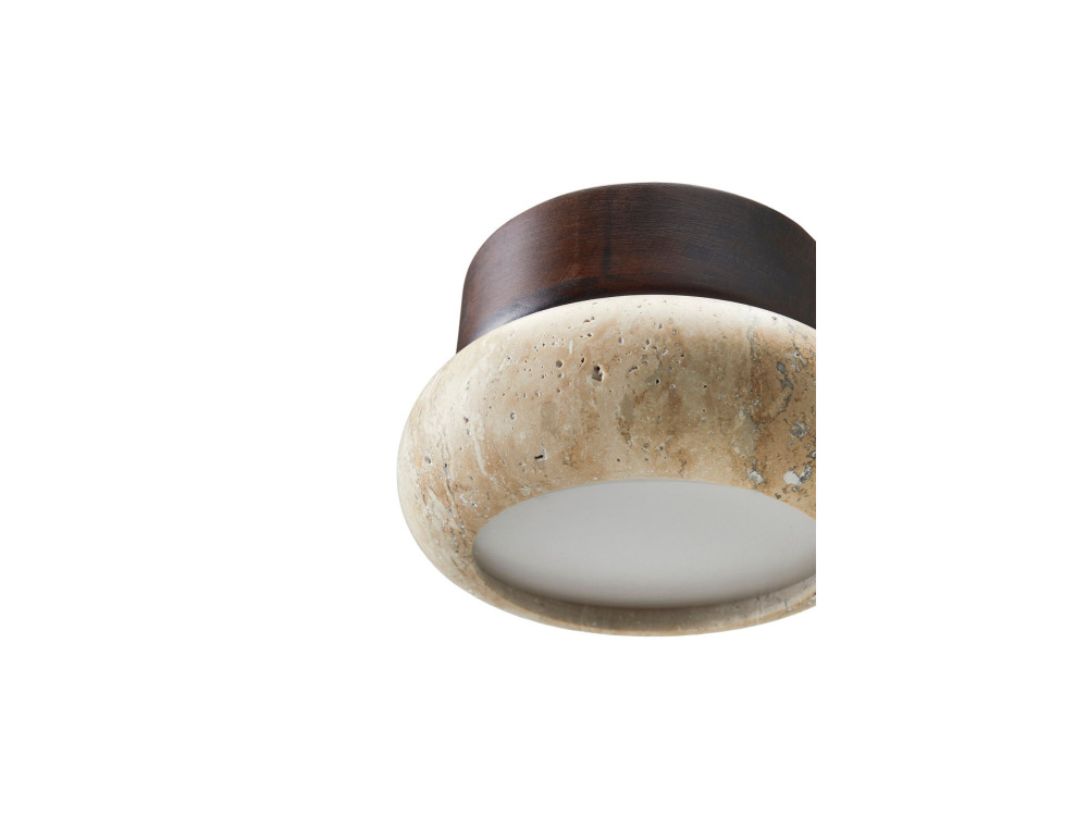 Plafonnier en bois "Worm-S" - Noyer / Beige