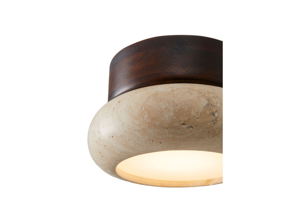 Plafonnier en bois "Worm-S" - Noyer / Beige