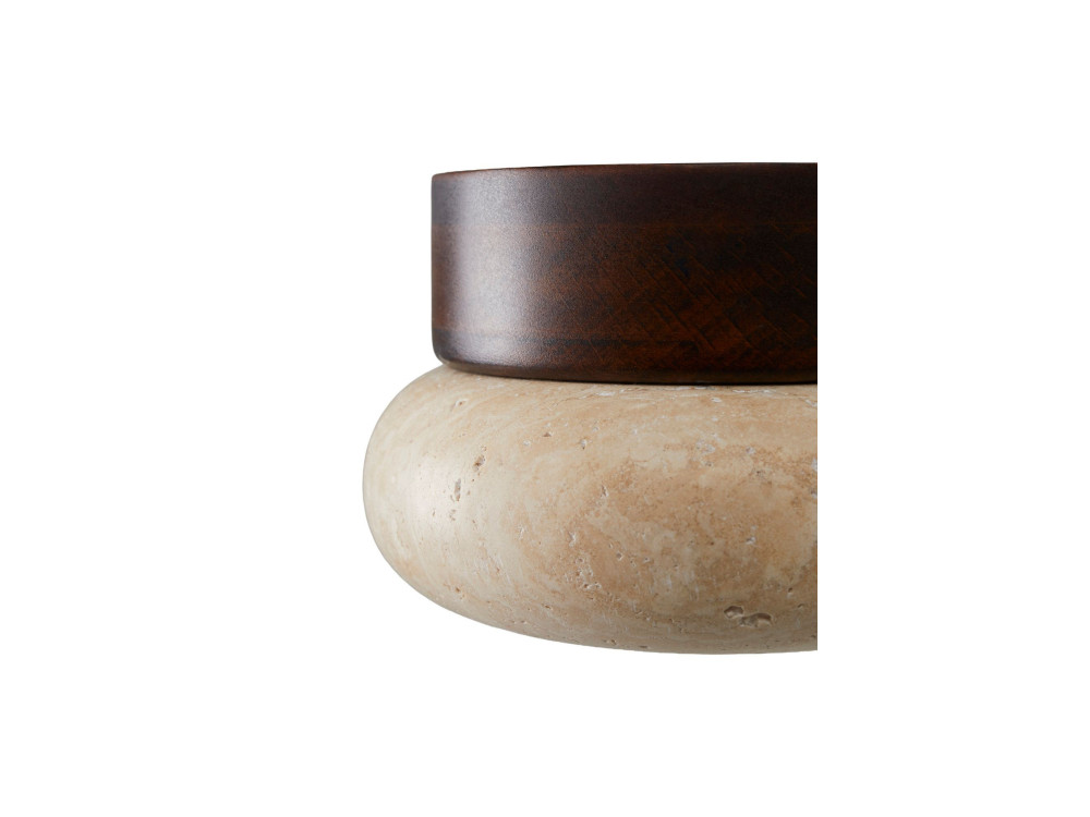 Plafonnier en bois "Worm-S" - Noyer / Beige