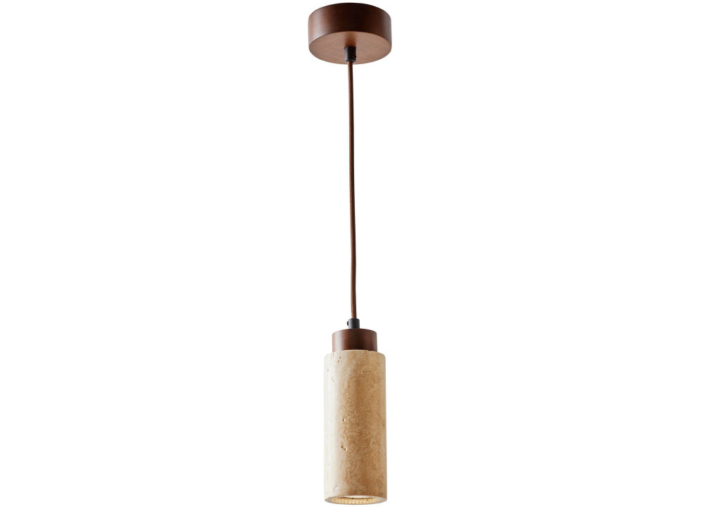 Lampe suspendue en bois "Babil" - Beige / Noyer