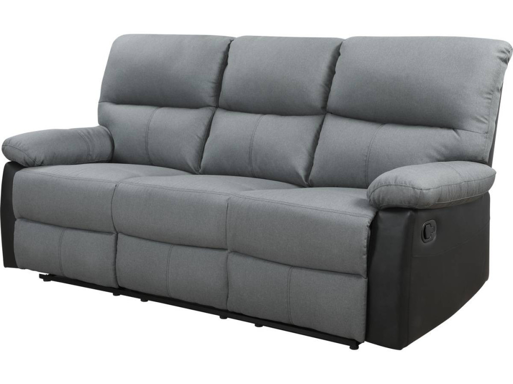 Canapé relax "Lincoln" - 3 places - Noir / Gris foncé