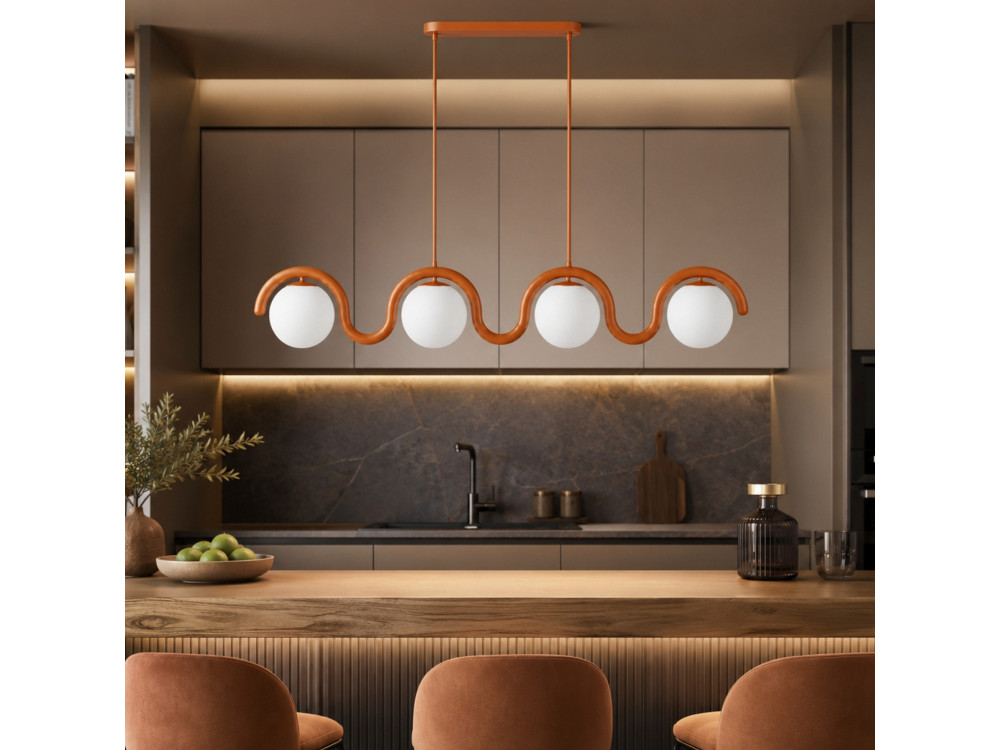 Lustre en métal "GEDIK-20443" - 110 x 17 cm - Marron / Orange