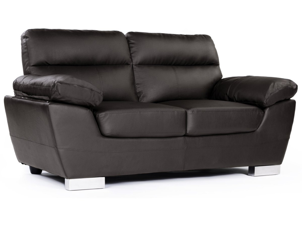 Canapé fixe en cuir reconstitué et PVC "Dallas" - 169 x 88 x 90 cm - 2 places - Chocolat