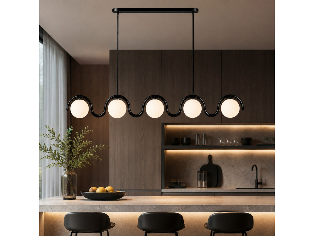 Lustre en métal "GEDIK-20444" - 140 x 17 cm - Noir