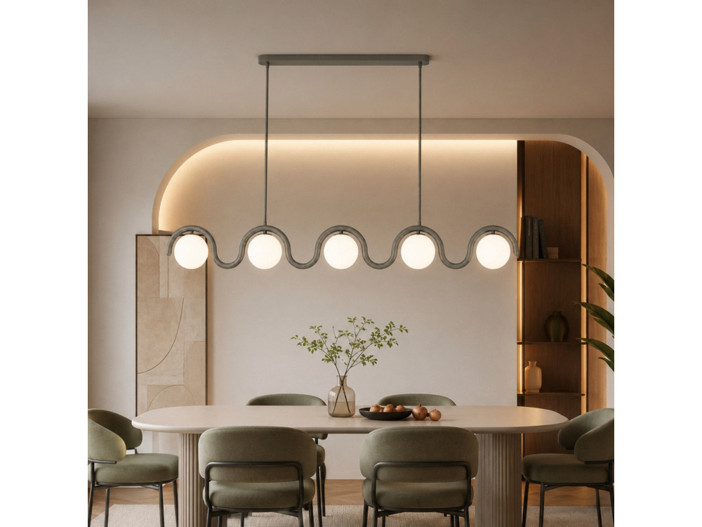 Lustre en métal " GEDIK-20444 " - 140 x 17 cm - Gris