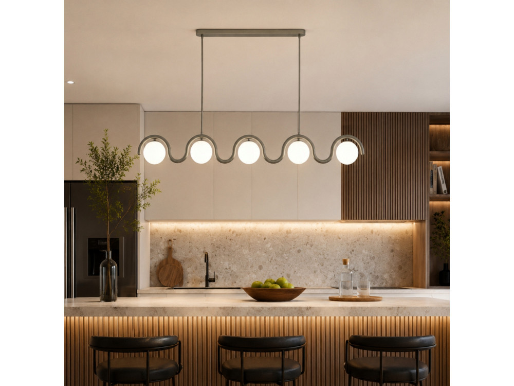 Lustre en métal " GEDIK-20444 " - 140 x 17 cm - Gris