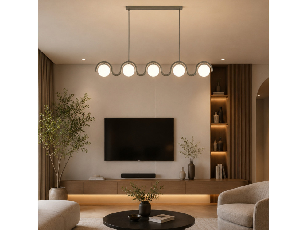 Lustre en métal " GEDIK-20444 " - 140 x 17 cm - Gris