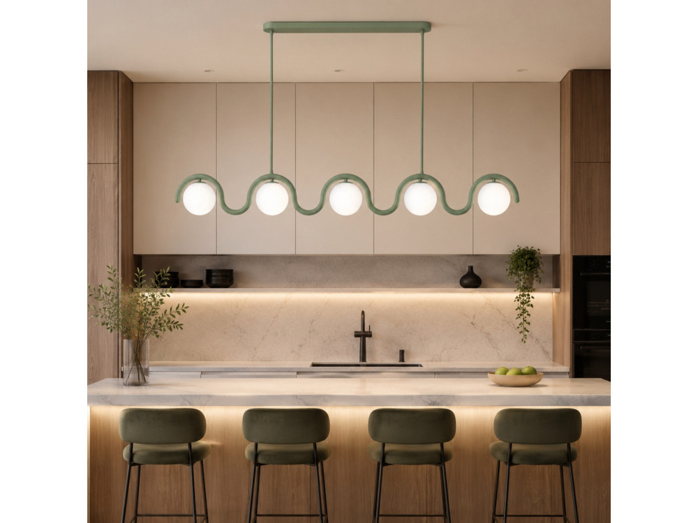 Lustre en métal "GEDIK-20444" - 140 x 17 cm - Vert Menthe