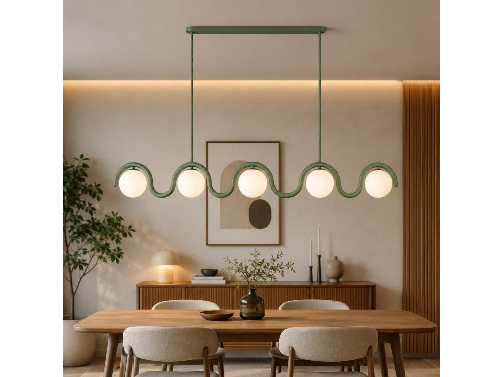 Lustre en métal "GEDIK-20444" - 140 x 17 cm - Vert Menthe