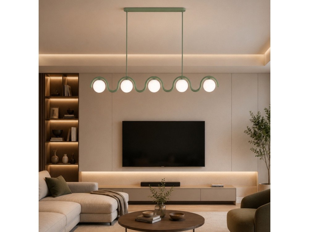 Lustre en métal "GEDIK-20444" - 140 x 17 cm - Vert Menthe