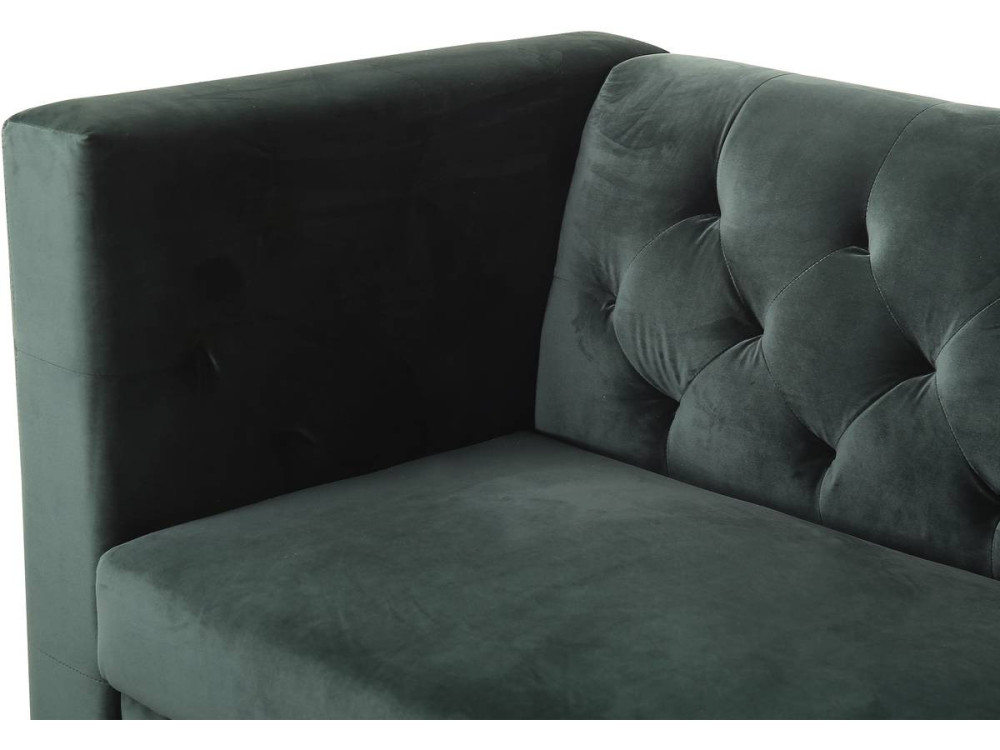 Canapé fixe en velours "Bruce" - 196 x 76 x 82 cm - 3 places - Vert foncé