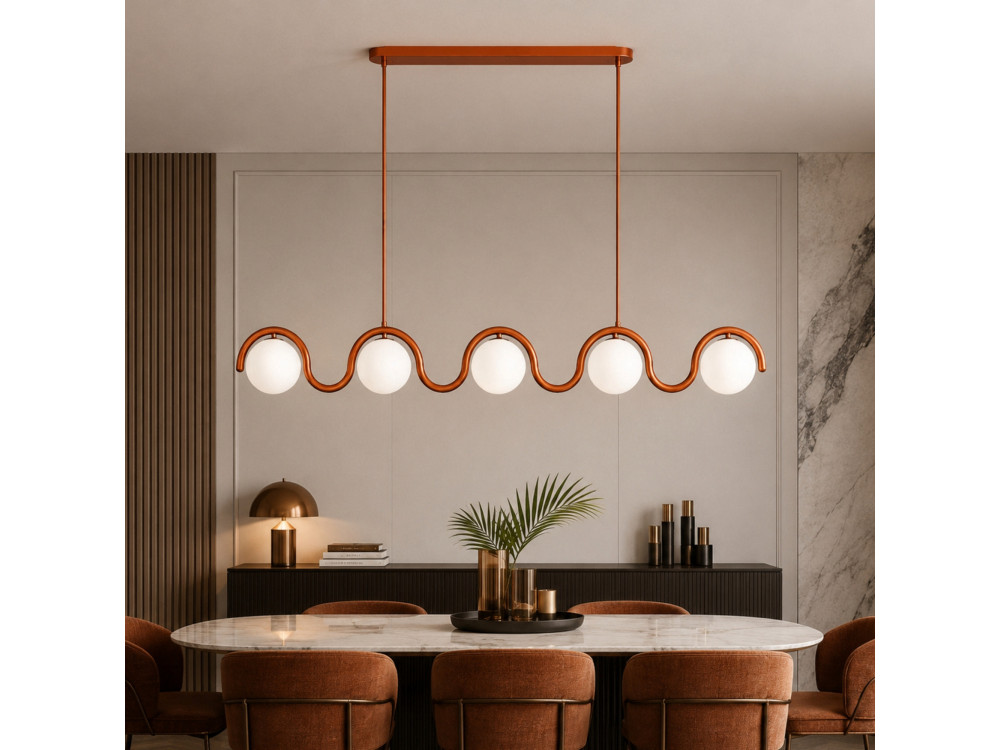 Lustre en métal "GEDIK-20444" - 140 x 17 cm - Marron / Orange