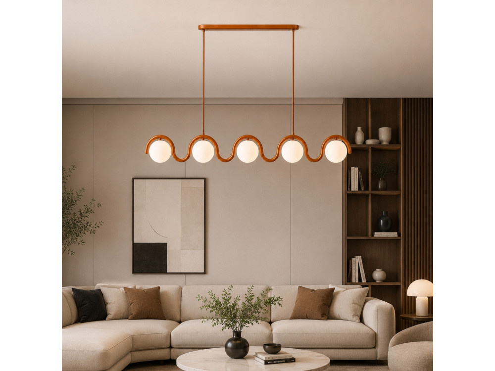 Lustre en métal "GEDIK-20444" - 140 x 17 cm - Marron / Orange