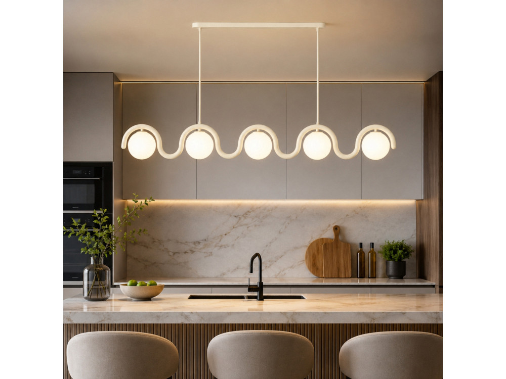 Lustre en métal "GEDIK-2044" - 140 x 17 cm - Beige