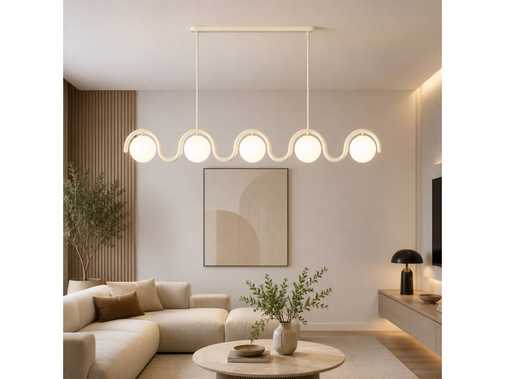 Lustre en métal "GEDIK-2044" - 140 x 17 cm - Beige