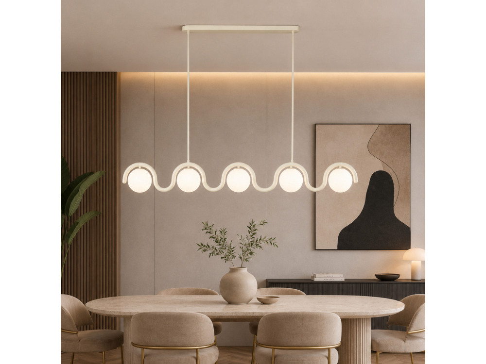 Lustre en métal "GEDIK-2044" - 140 x 17 cm - Beige