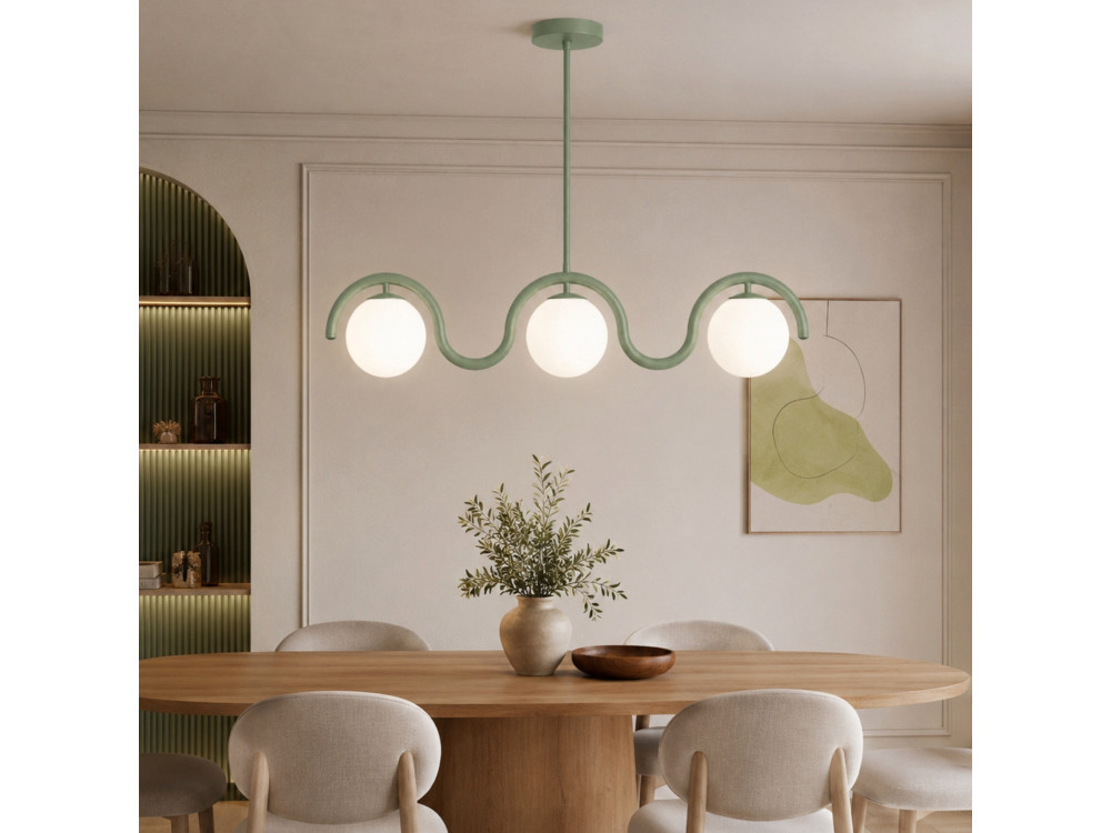 Lustre en métal "GEDIK-20442" - 80 x 17 cm - Vert Menthe