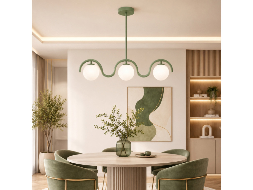 Lustre en métal "GEDIK-20442" - 80 x 17 cm - Vert Menthe